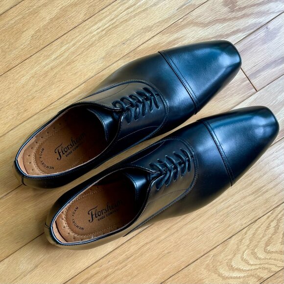 NIB Florsheim Black Oxford Shoes Sleek Cap-Toe Design, 11.5 - Picture 3 of 17